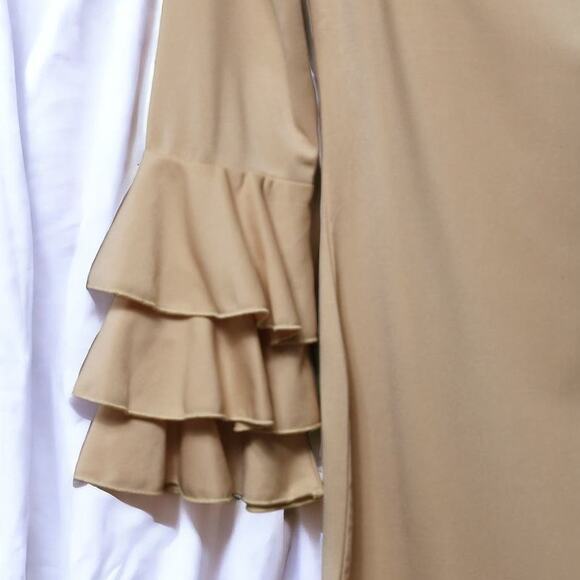 Shein Beige Tan Off the Shoulder Ruffle Sleeve Mini Dress ~ size 8/10, Pre-Loved - Picture 2 of 6